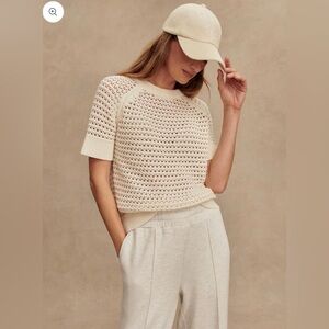 Varley Alva Crochet Short Sleeve Knit Top